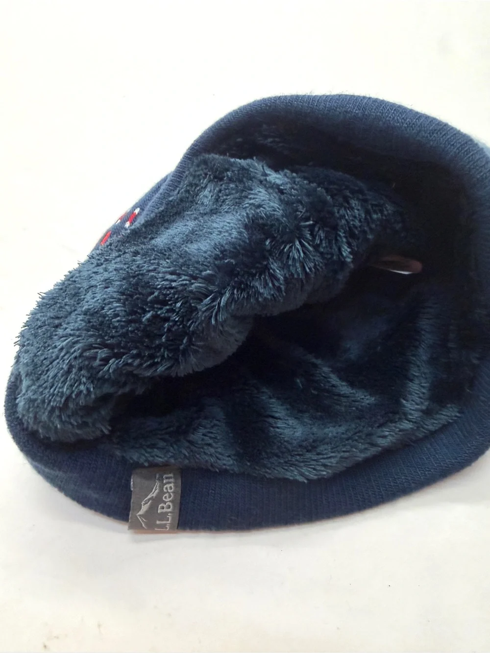 L.L. Bean Kids Navy Blue Beanie with 'SNOW DAY' Fleece Lining